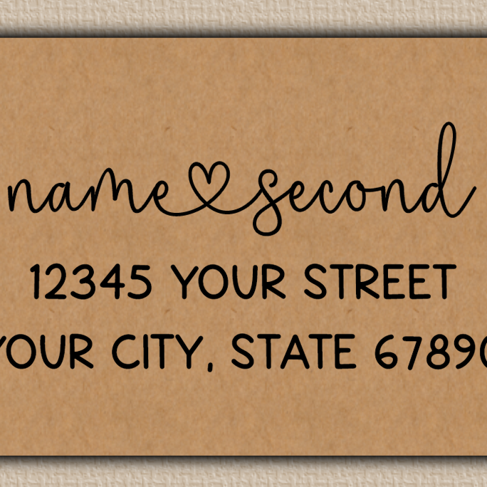 Brown Flowing Script With Heart Accent Return Address Labels