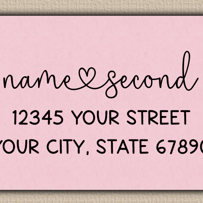 Pink Flowing Script With Heart Accent Return Address Labels