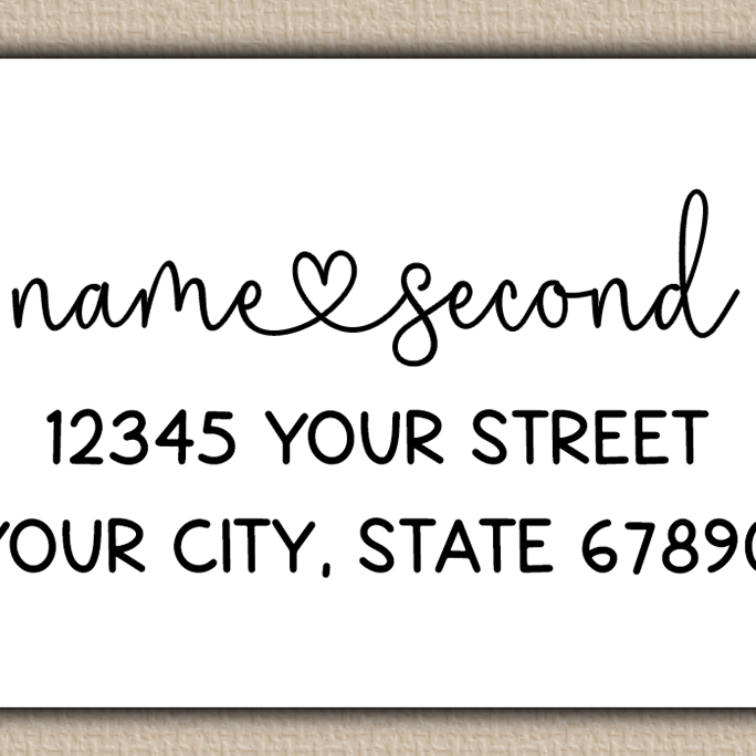 White Flowing Script With Heart Accent Return Address Labels