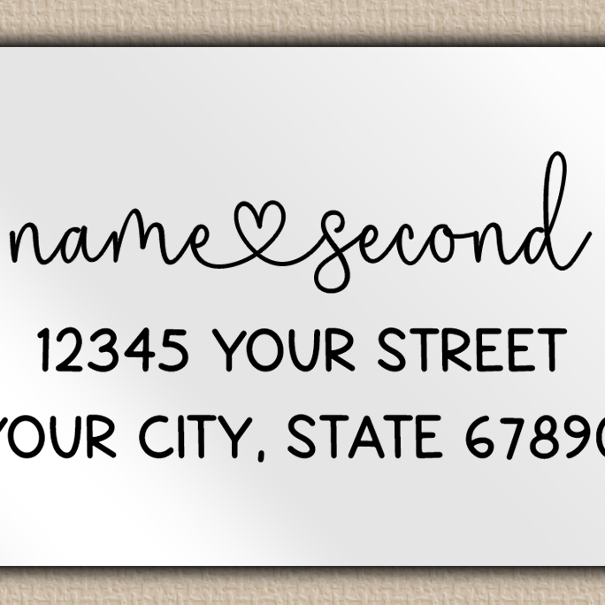 White Glossy Flowing Script With Heart Accent Return Address Labels