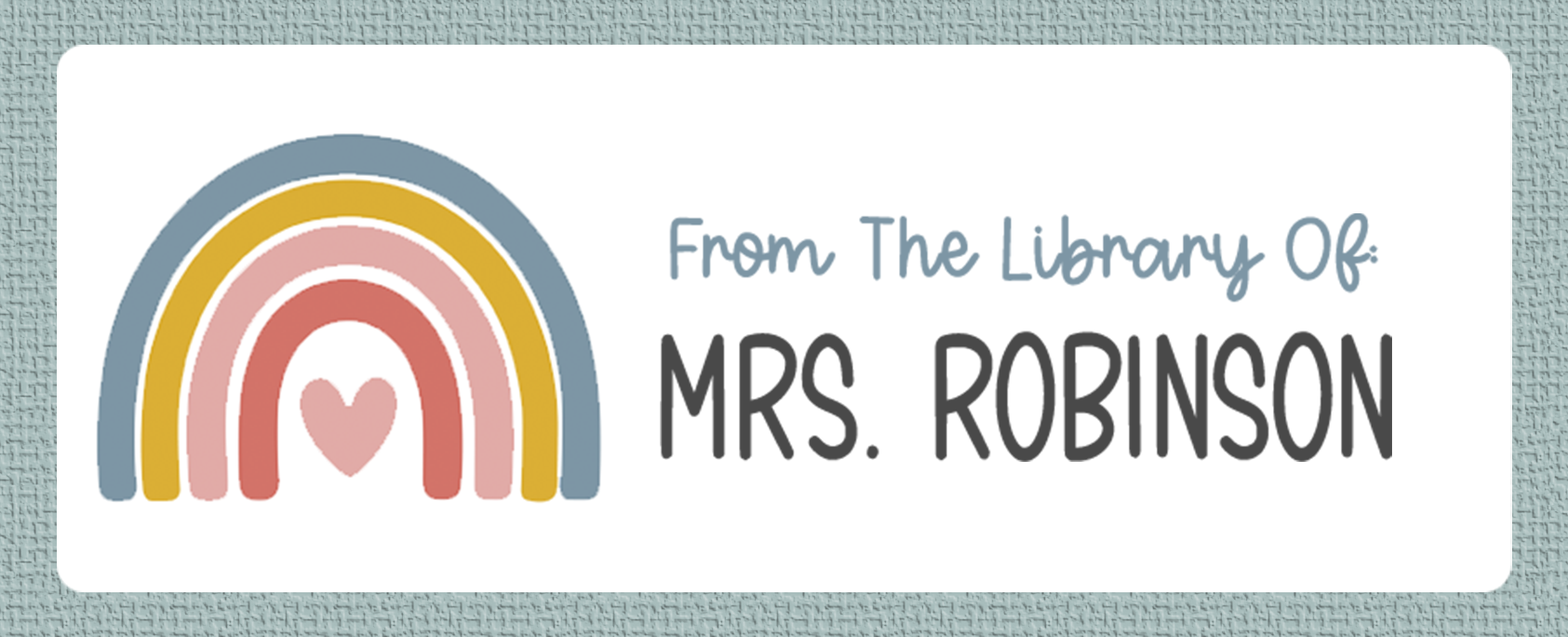 From The Library Of Colorful Boho Rainbow name sticker