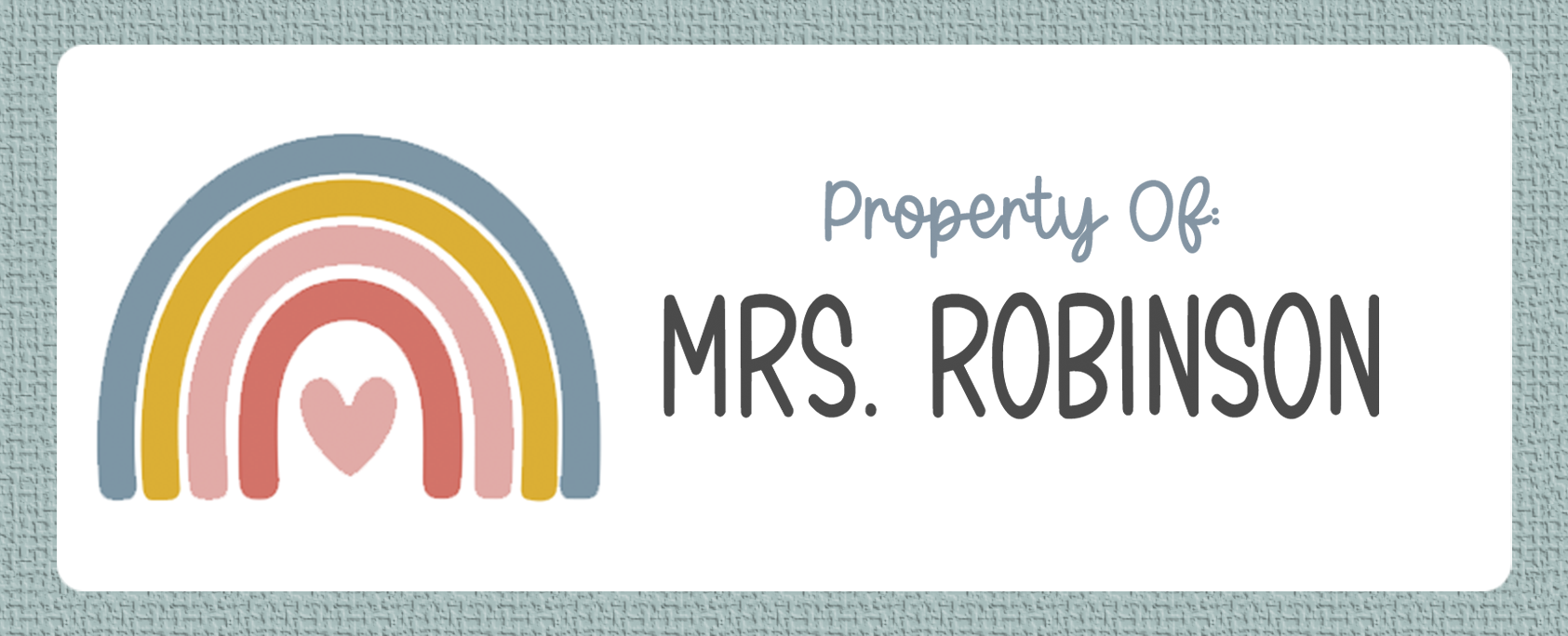 Property Of Colorful Boho Rainbow name sticker