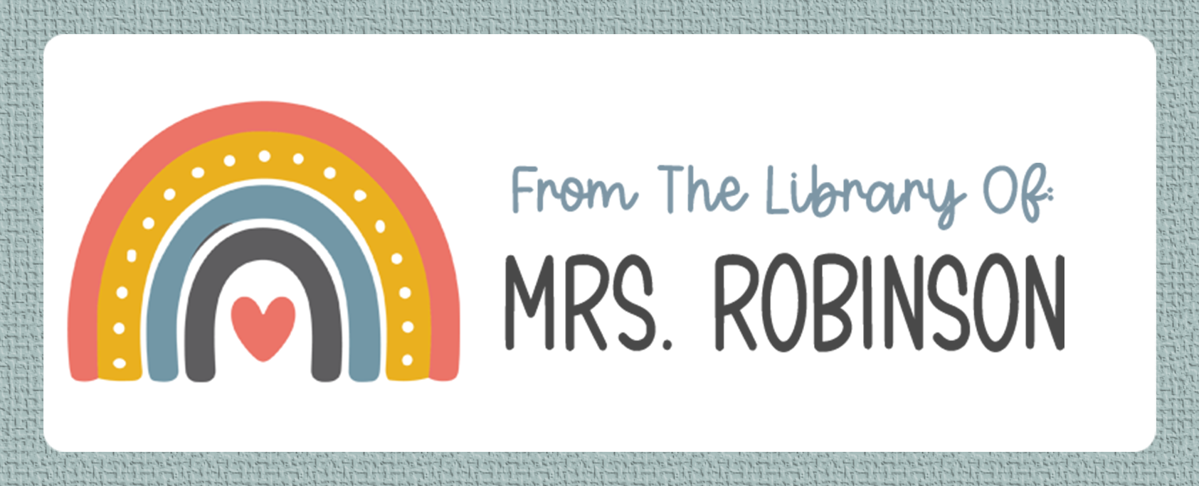 From The Library Of Colorful Boho Rainbow name sticker