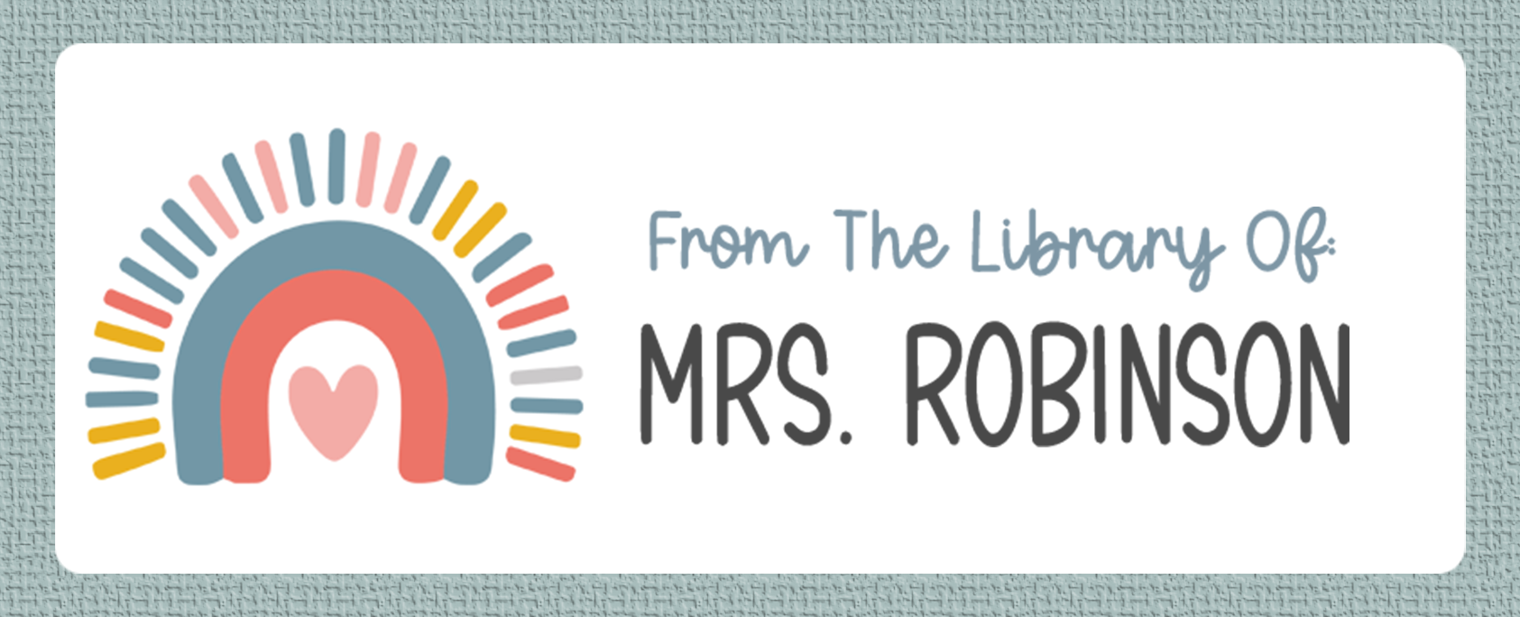 From The Library Of Colorful Boho Rainbow name sticker