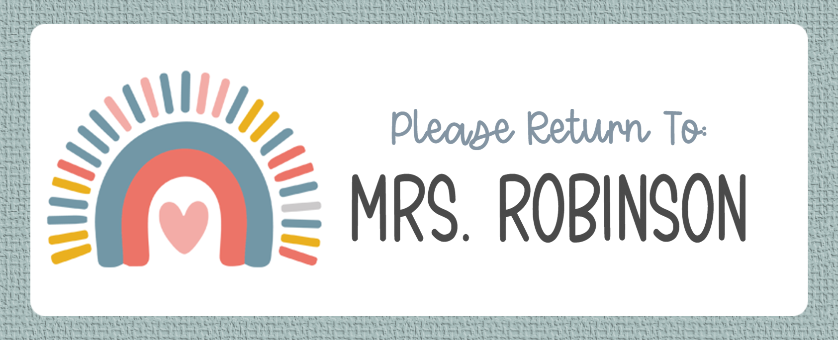 Please Return To Colorful Boho Rainbow name sticker