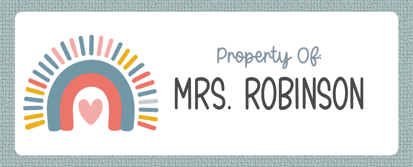 Property Of Colorful Boho Rainbow name sticker