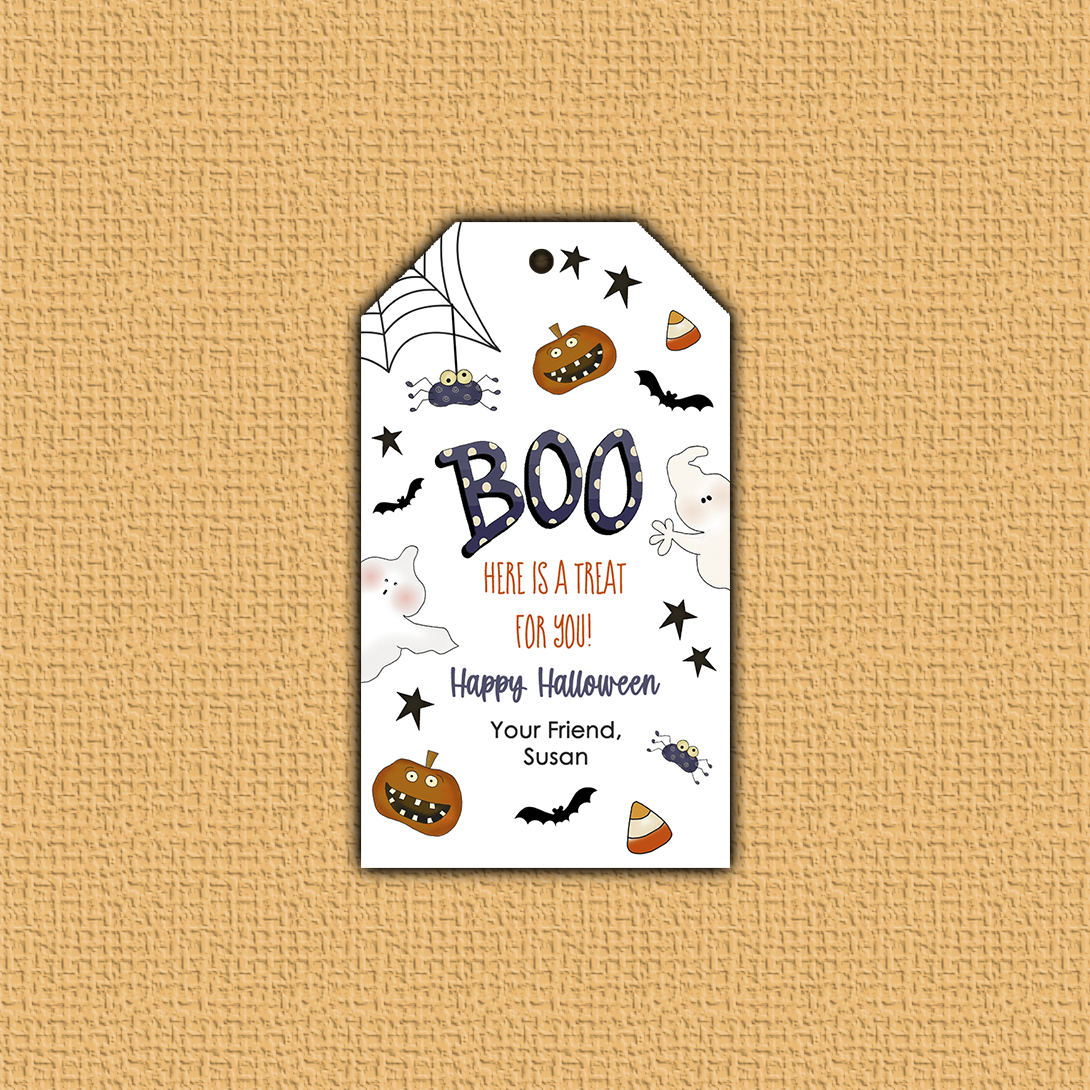 Boo Halloween Hang Tag with angled corners