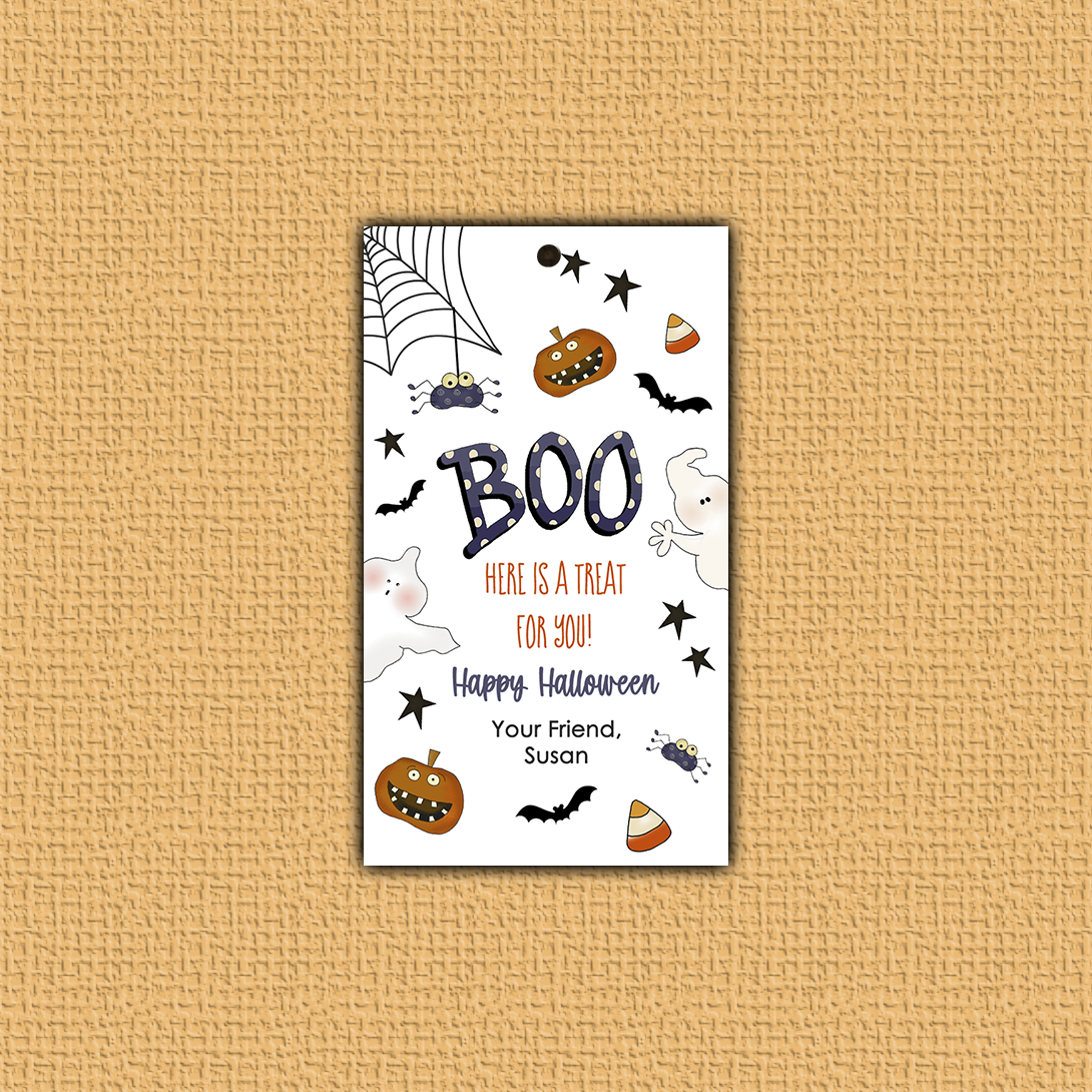 Boo Halloween Hang Tag with square corners