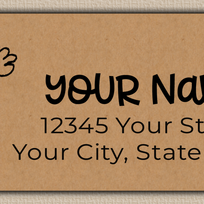 Brown Wildflowers Line Art Return Address Labels