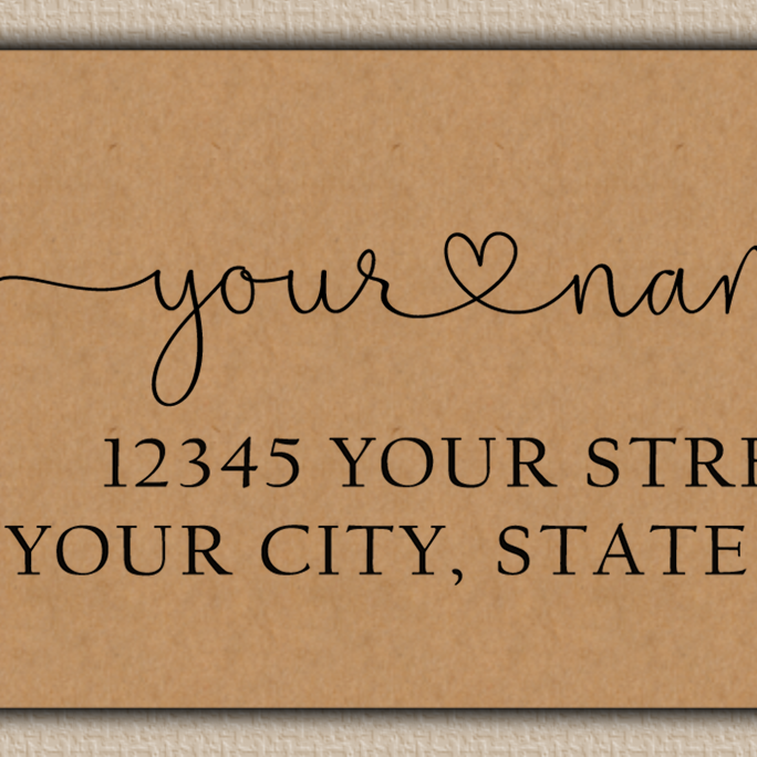 Brown Heart Line Art Flower Return Address Labels