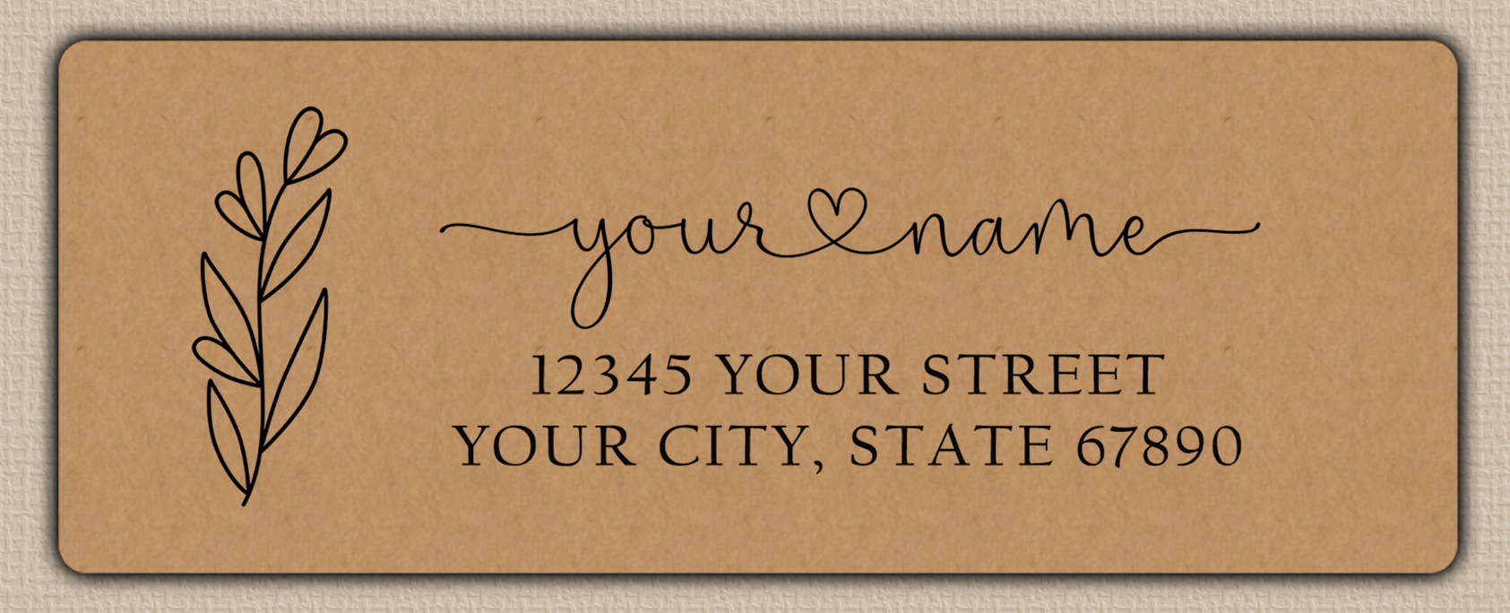 Brown Heart Line Art Flower Return Address Labels