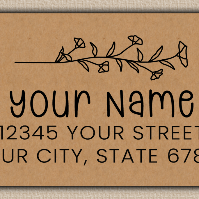 Brown Morning Glory Line Art Return Address Labels
