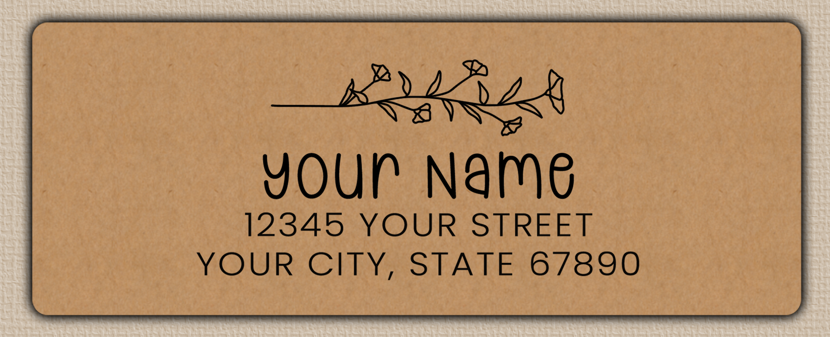 Brown Morning Glory Line Art Return Address Labels