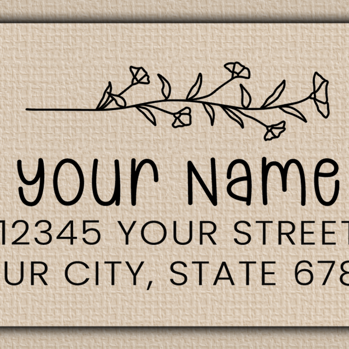 Clear Glossy Morning Glory Line Art Return Address Labels
