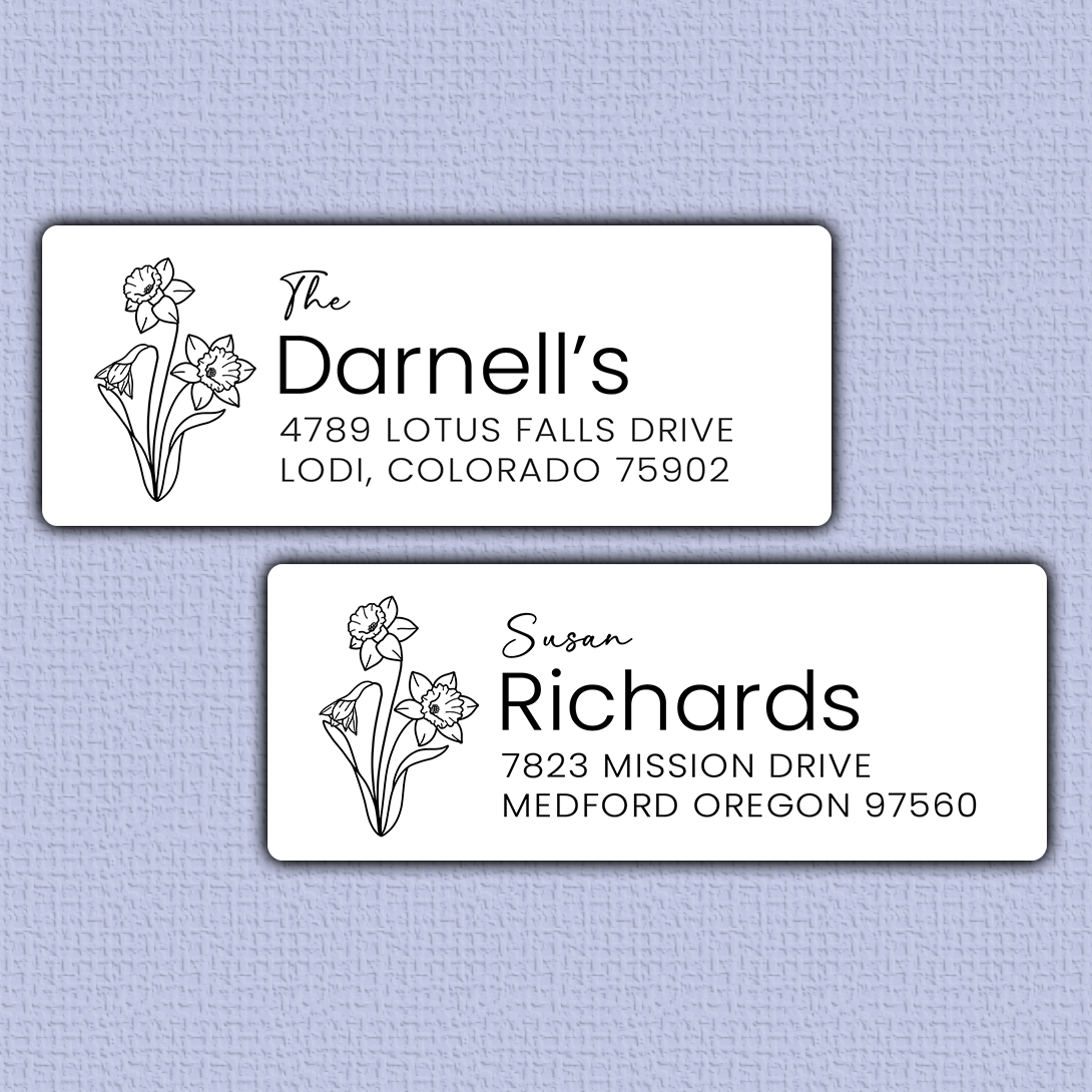 Daffodils Line Art Return Address Labels