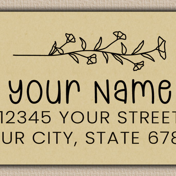 Ecru Morning Glory Line Art Return Address Labels