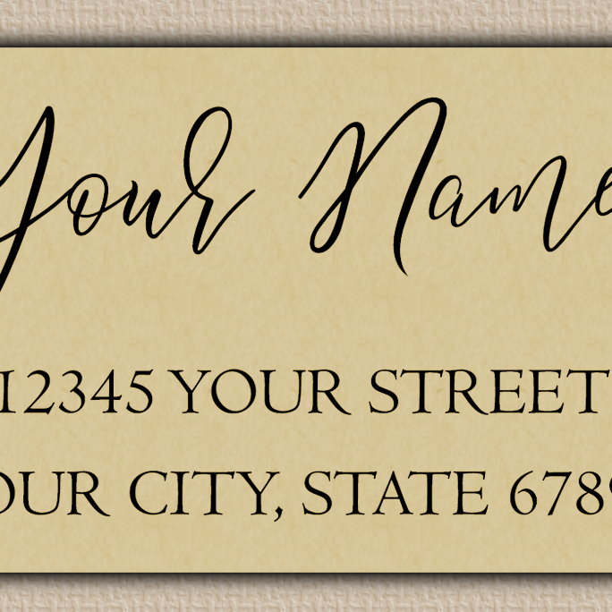 Ecru Elegant Flowing Script Return Address Labels