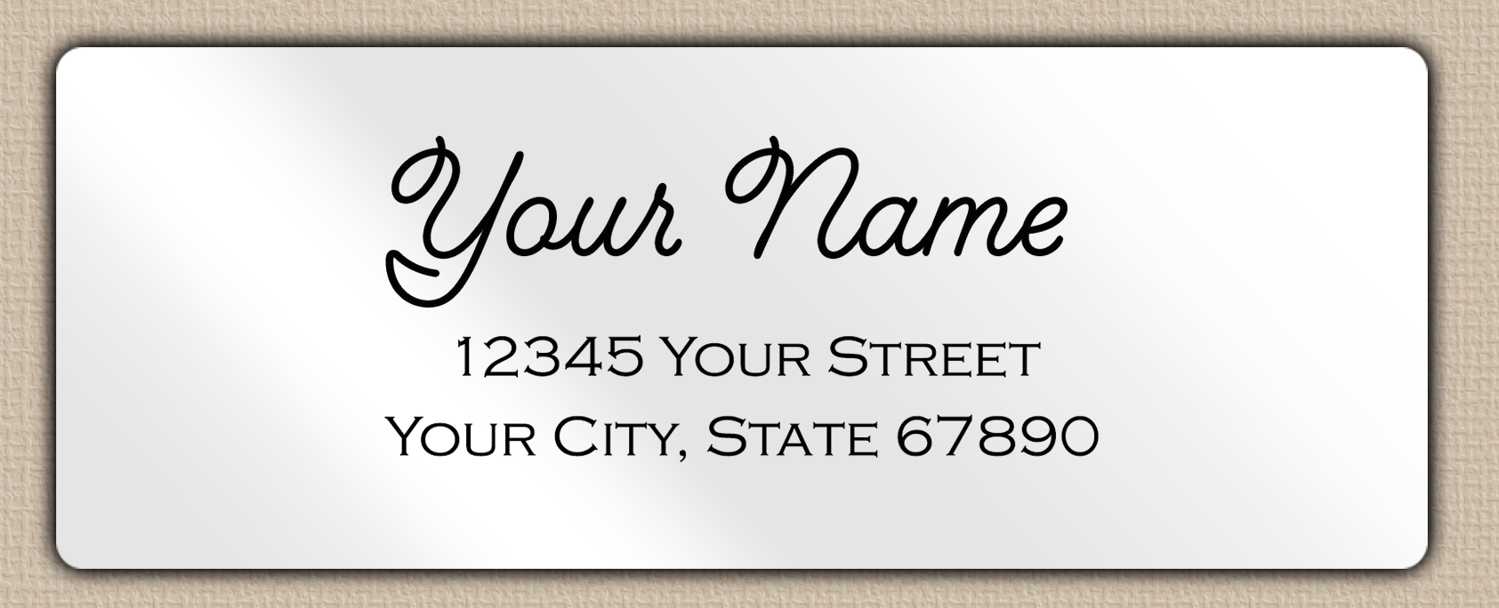 White Glossy Monoline Cursive Return Address Labels