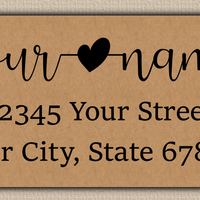 Brown Modern Script With Heart Accent  Return Address Labels