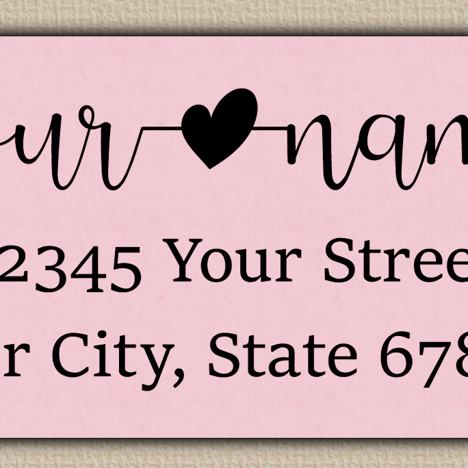 Pink Modern Script With Heart Accent  Return Address Labels