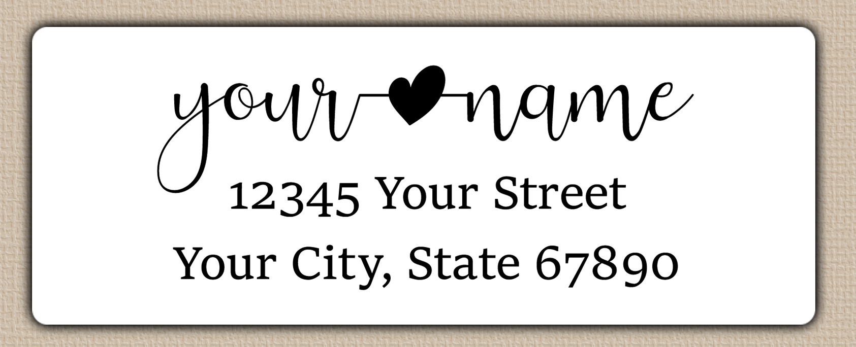 White Modern Script With Heart Accent  Return Address Labels