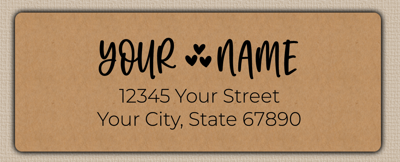 Brown Whimsical Hearts Accent Return Address Labels