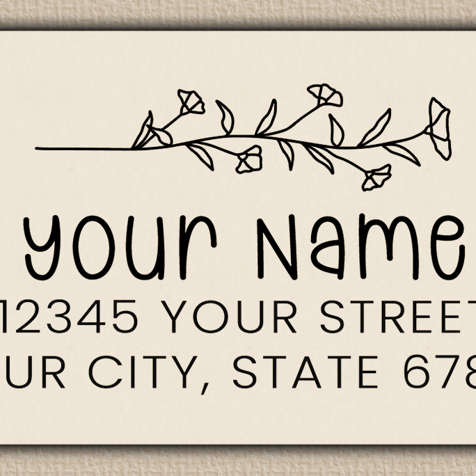 Ivory Morning Glory Line Art Return Address Labels