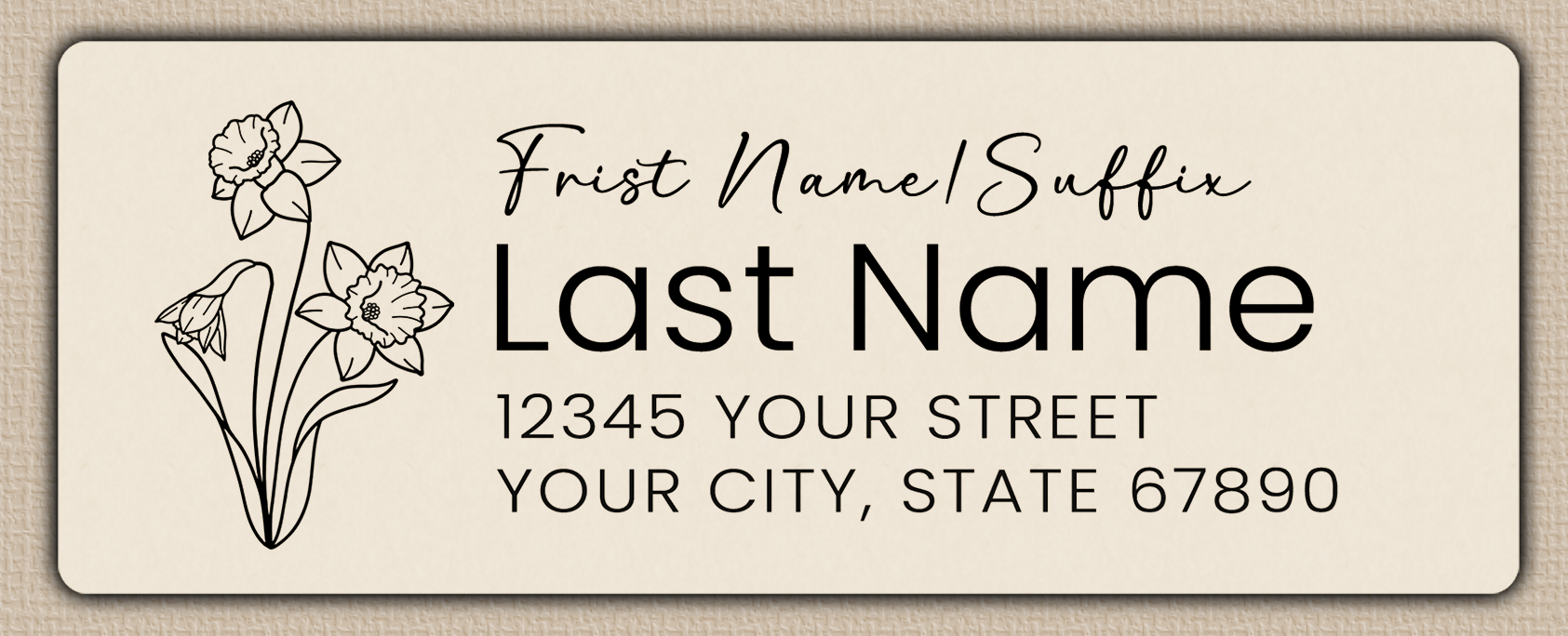 Ivory Daffodils Line Art Return Address Labels