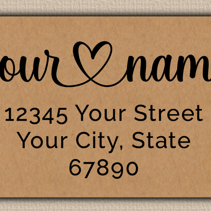 Brown Elegant Flourish Heart Return Address Labels