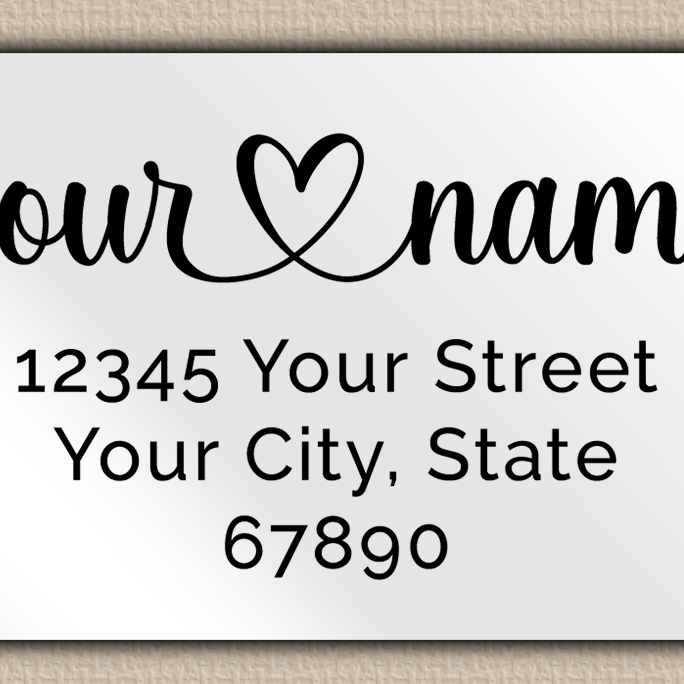 White Glossy Elegant Flourish Heart Return Address Labels