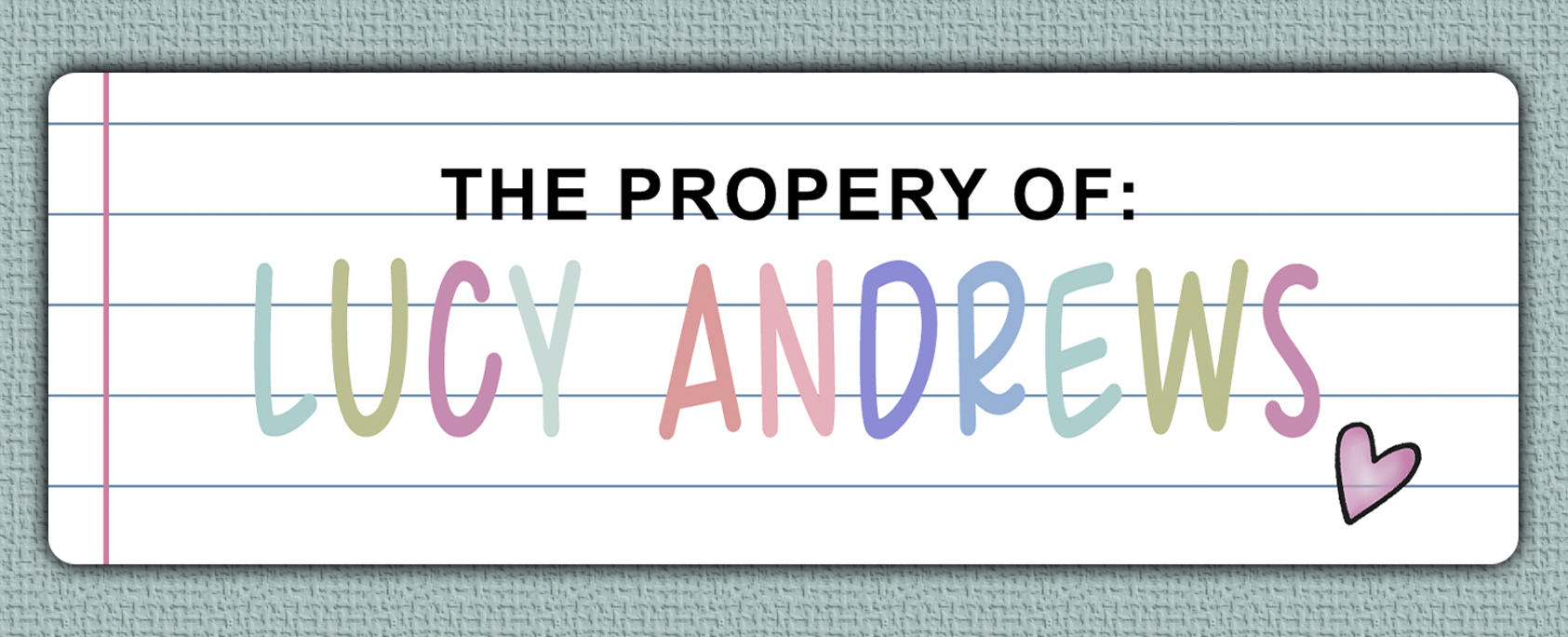 Lined Paper Name Stickers - property of option