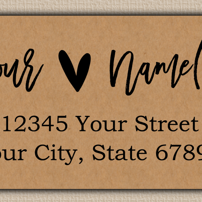 Brown Brush Script Heart Return Address Labels