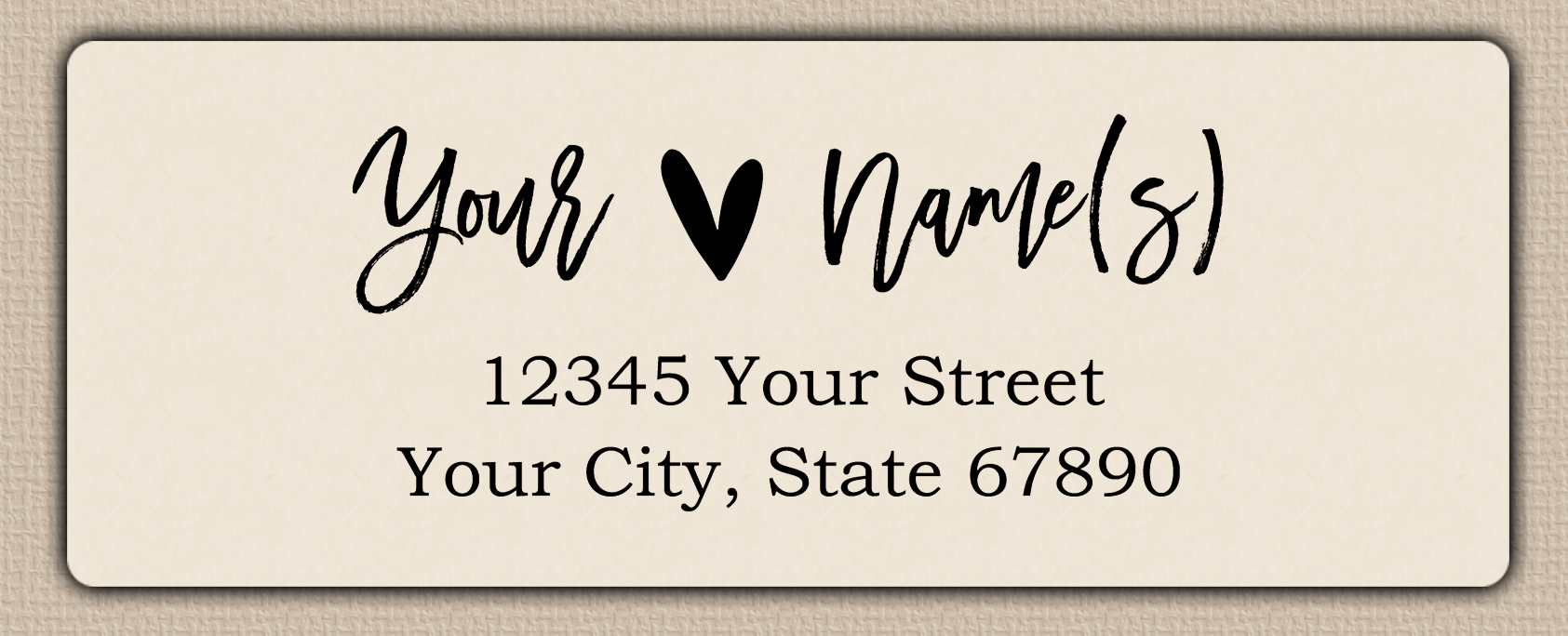 Ivory Brush Script Heart Return Address Labels