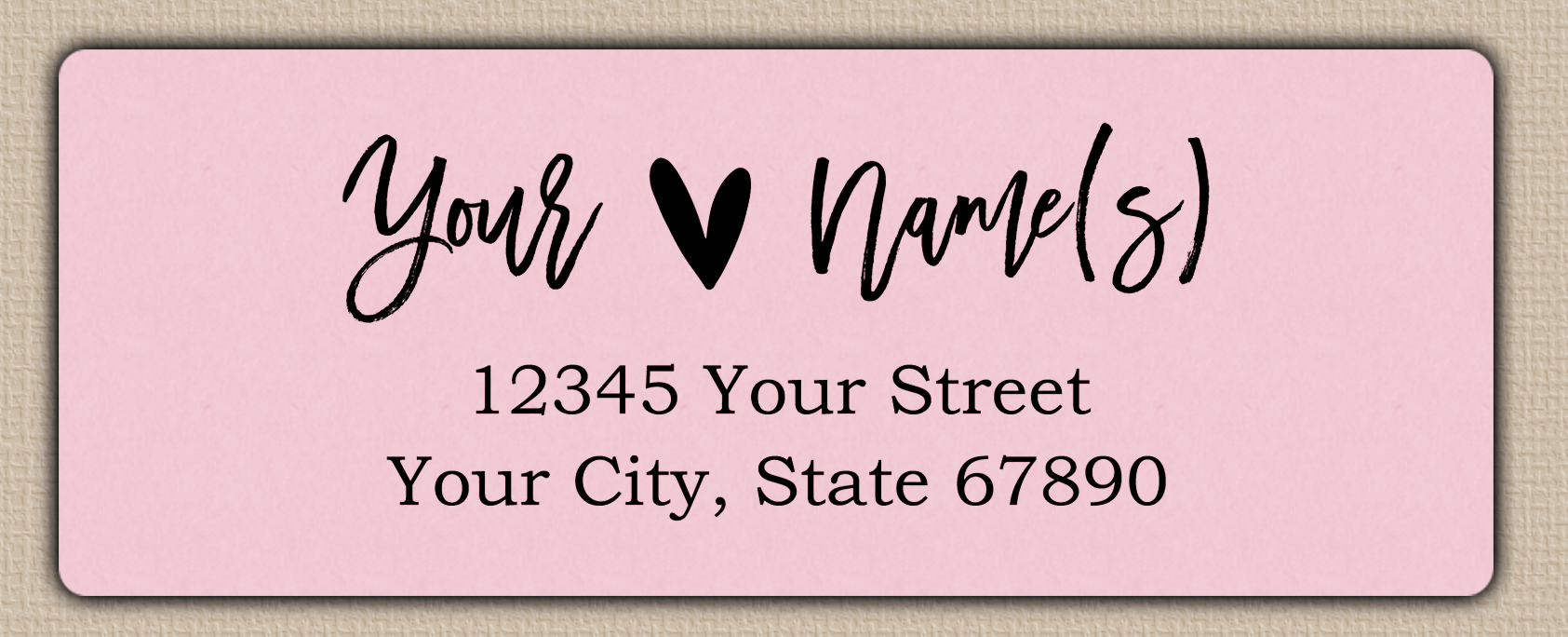 Pink Brush Script Heart Return Address Labels