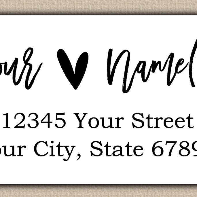 White Brush Script Heart Return Address Labels