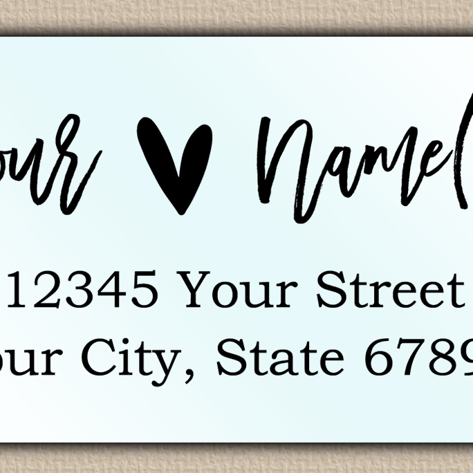 Waterproof Brush Script Heart Return Address Labels