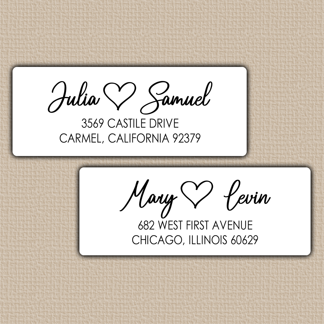 Modern Heart Return Address Labels