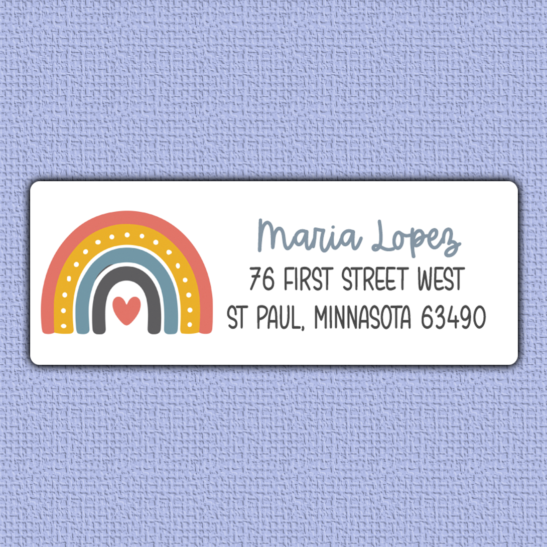 Colorful Boho Rainbow Return Address Labels 2