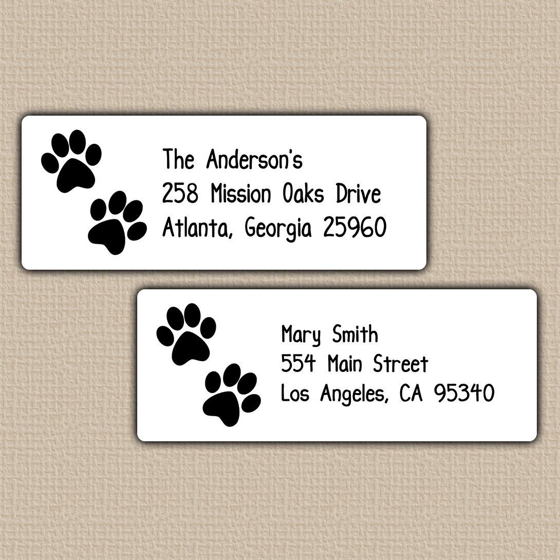 Double Paw Print Return Address Labels