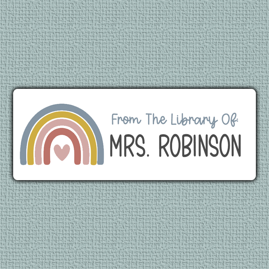 Colorful Boho Rainbow name sticker