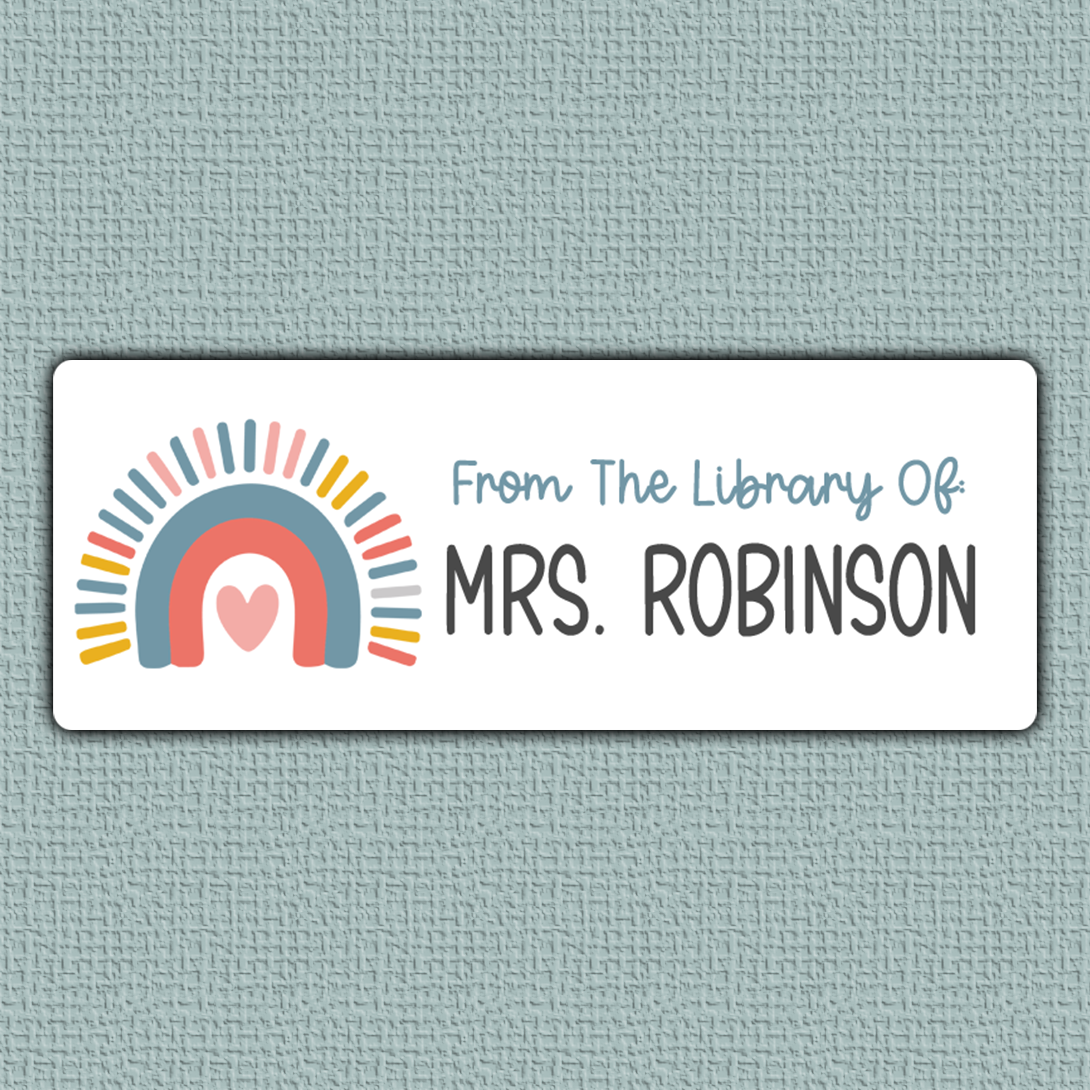 Colorful Boho Rainbow name sticker