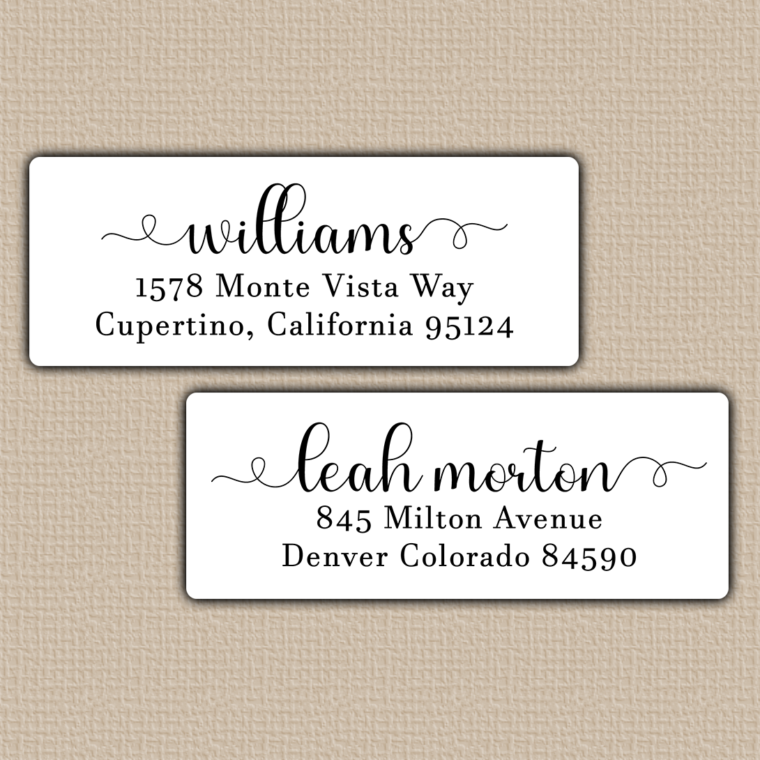 Bold Flourish Script Return Address Labels