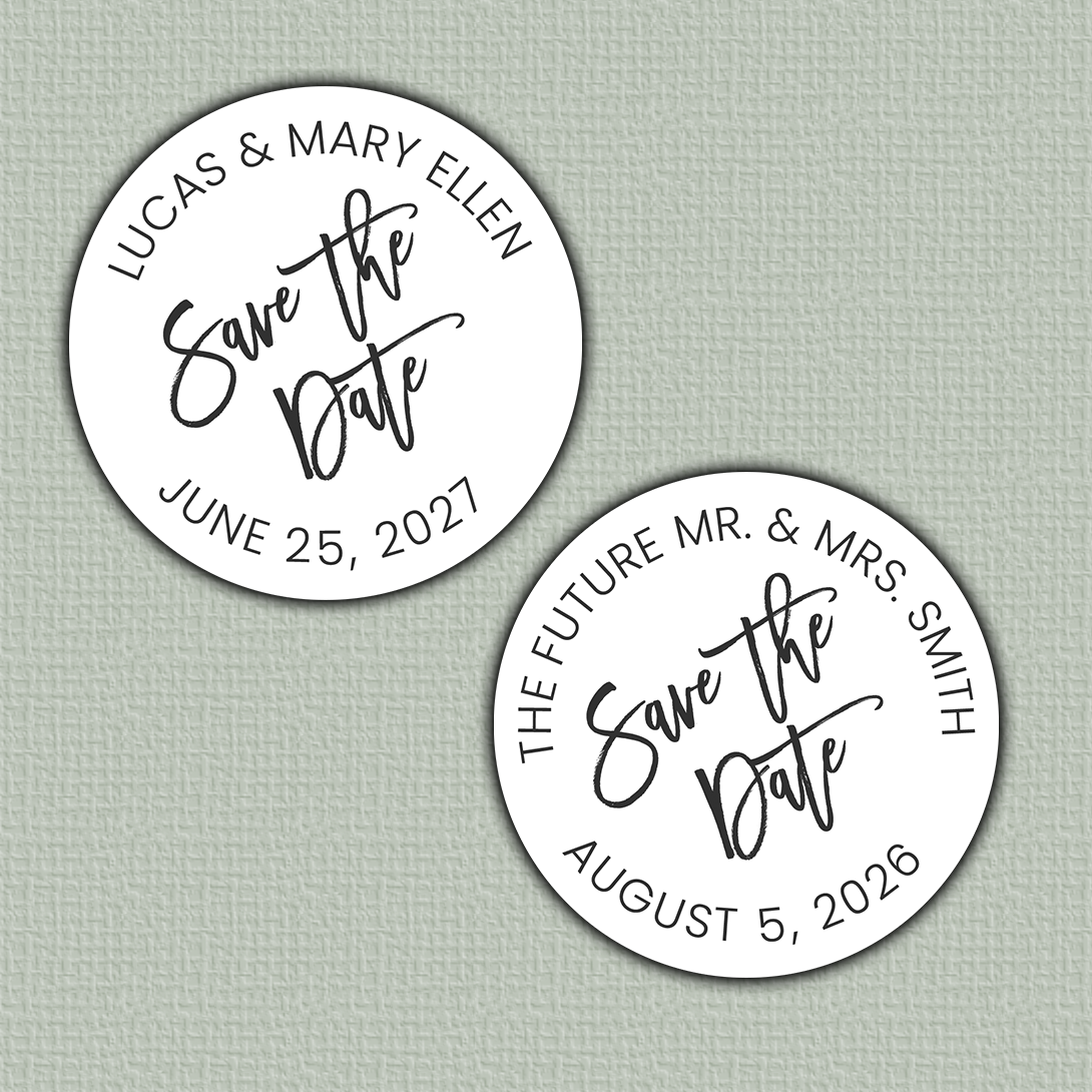 Modern Script Save The Date Seals