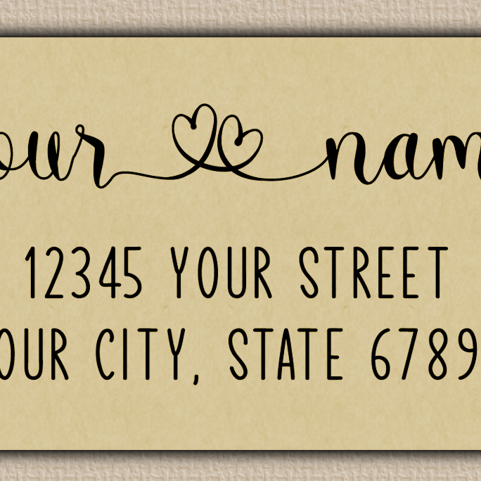 Ecru Double Heart Swash Return Address Labels