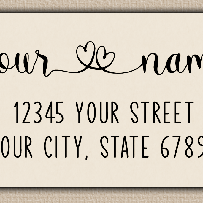 Ivory Double Heart Swash Return Address Labels