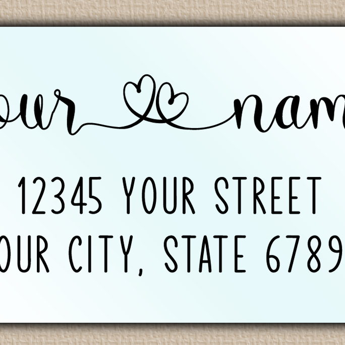 Waterproof Double Heart Swash Return Address Labels