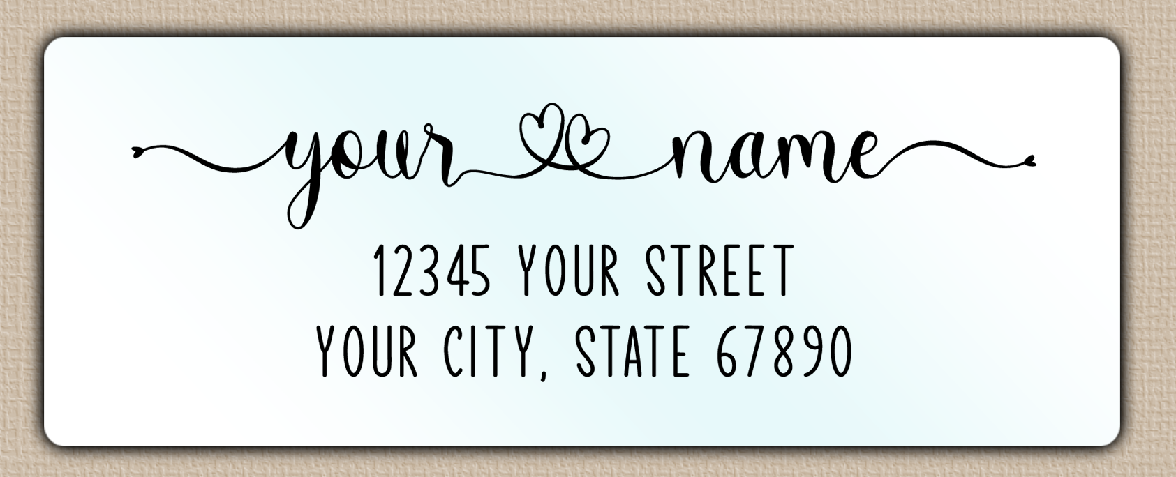 Waterproof Double Heart Swash Return Address Labels