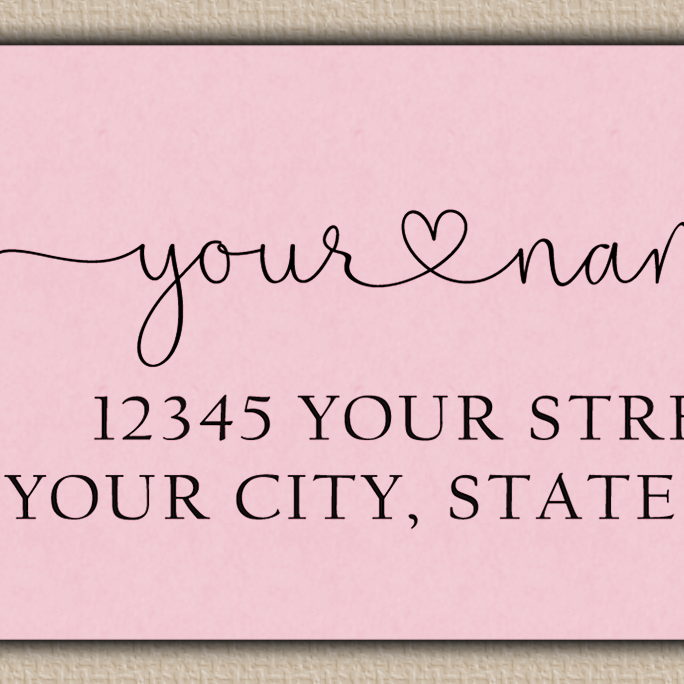 Pink Heart Line Art Flower Return Address Labels