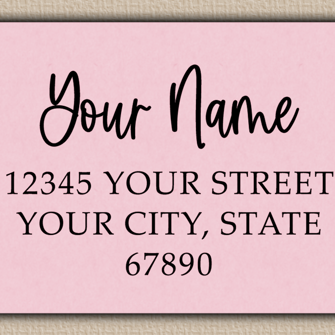 Pink Bouncy Handwriting Script Return Address Labels