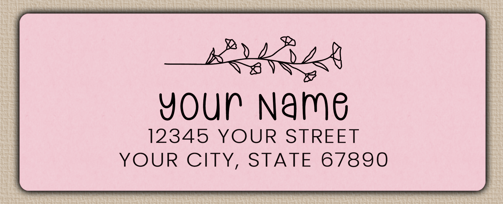Pink Morning Glory Line Art Return Address Labels